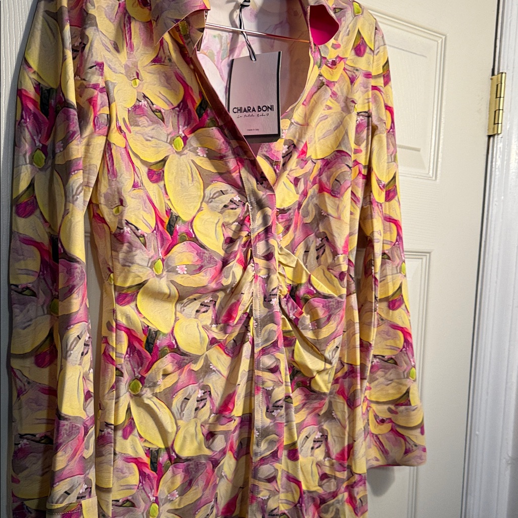 Chiara Boni Yellow And Pink Floral Top